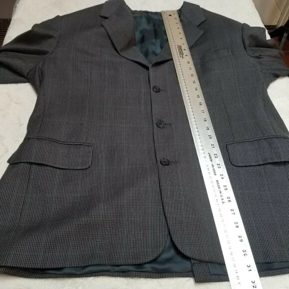 Filo A Mano Hand Tailored John Powers Mens 3-Button Blazer Jacket Business Black